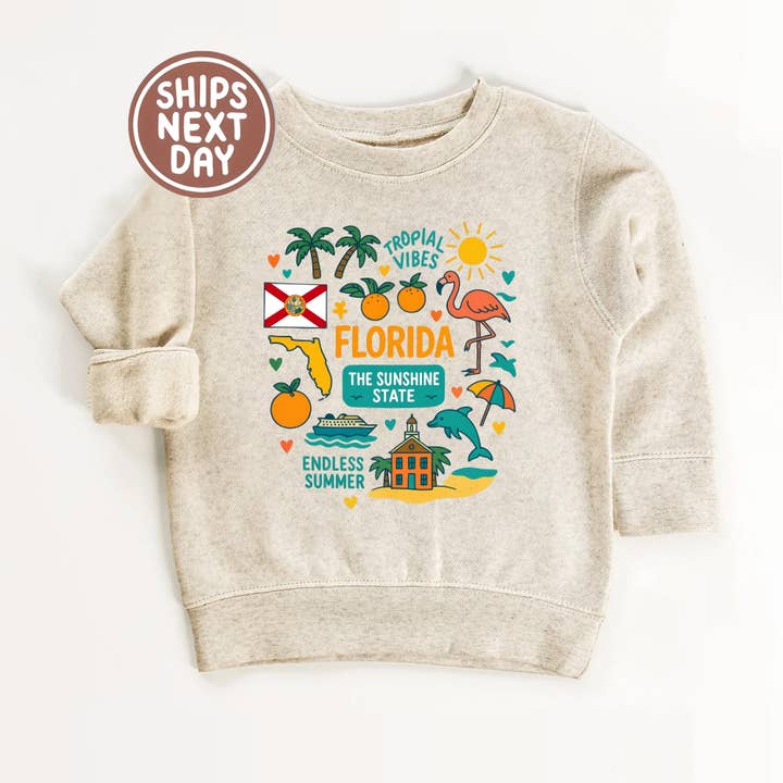 Florida Kids Sweatshirt – Sunshine State Icons for wholesale by EnjoyMyDesign