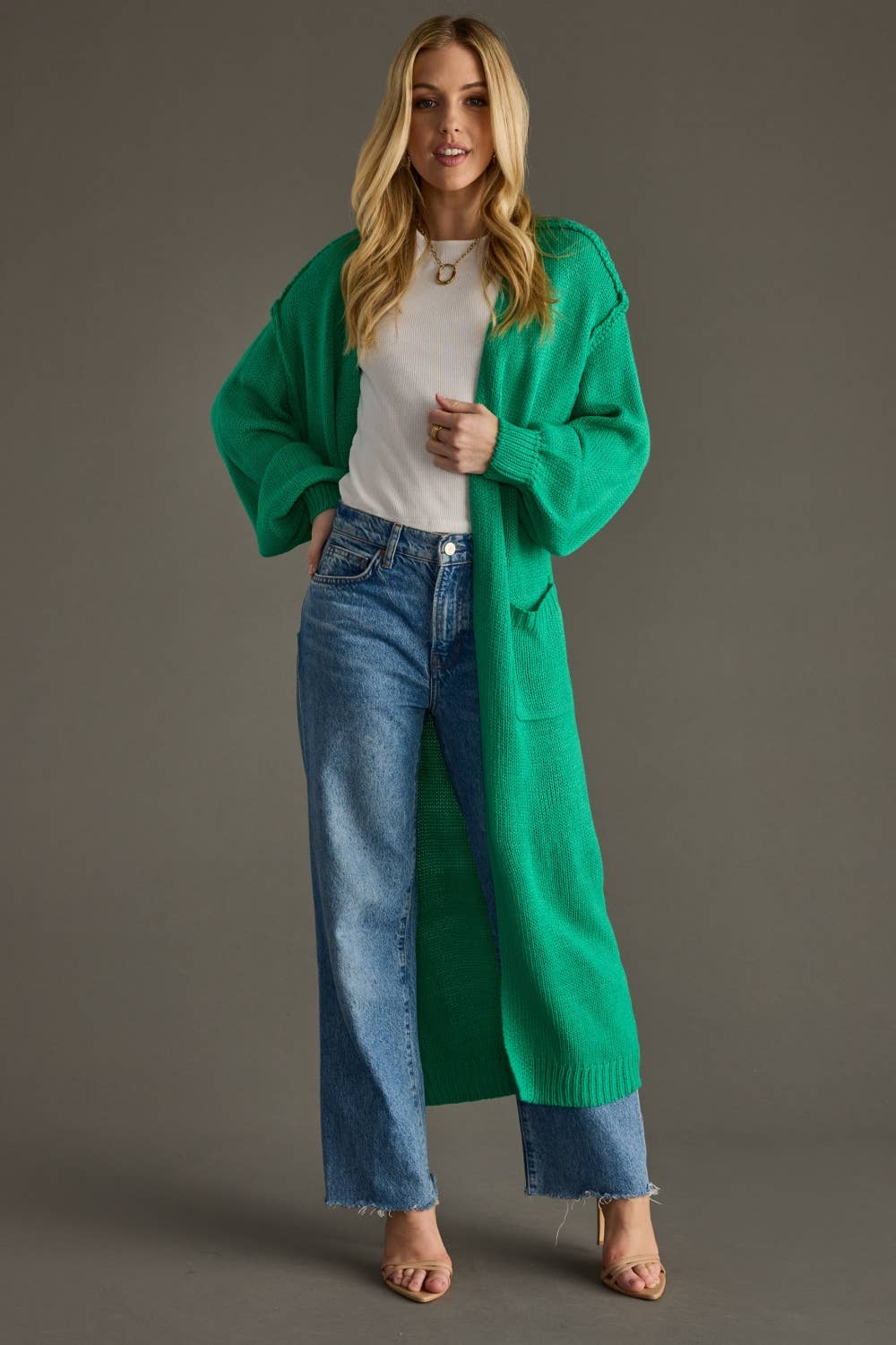 Panache Apparel Co. - Wholesale Cardigan - Women's - Green Duster Cardigan2