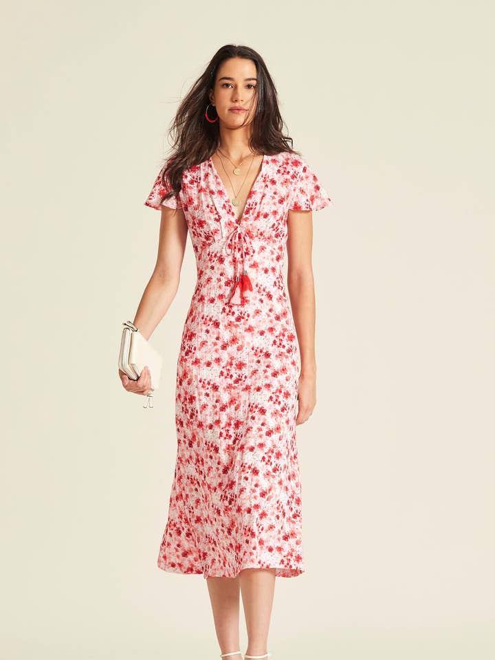 Schönes Kleid aus bedruckter rustikaler Viskose für den Großhandel von OKY