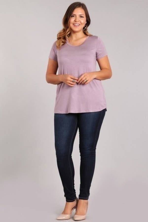 Chris & Carol Apparel - Wholesale Tunic - Women's - XJ413145T - Perfect Solid Plus Size Basic Tee Short Sleeve4
