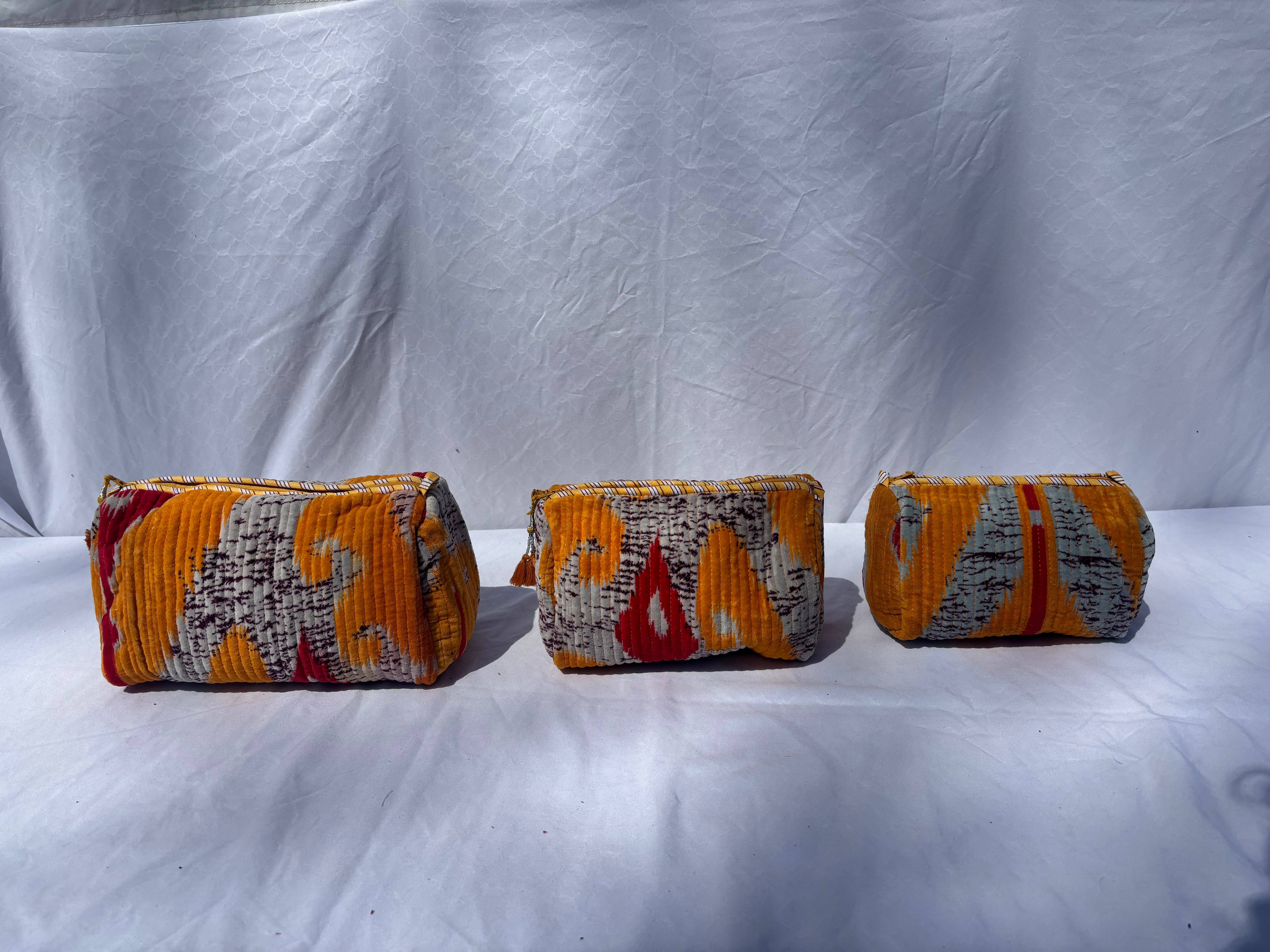 Tibet Handicrafts LLC - Wholesale Travel Set - Orange Vibes Velvet 3 Piece Travel Set10