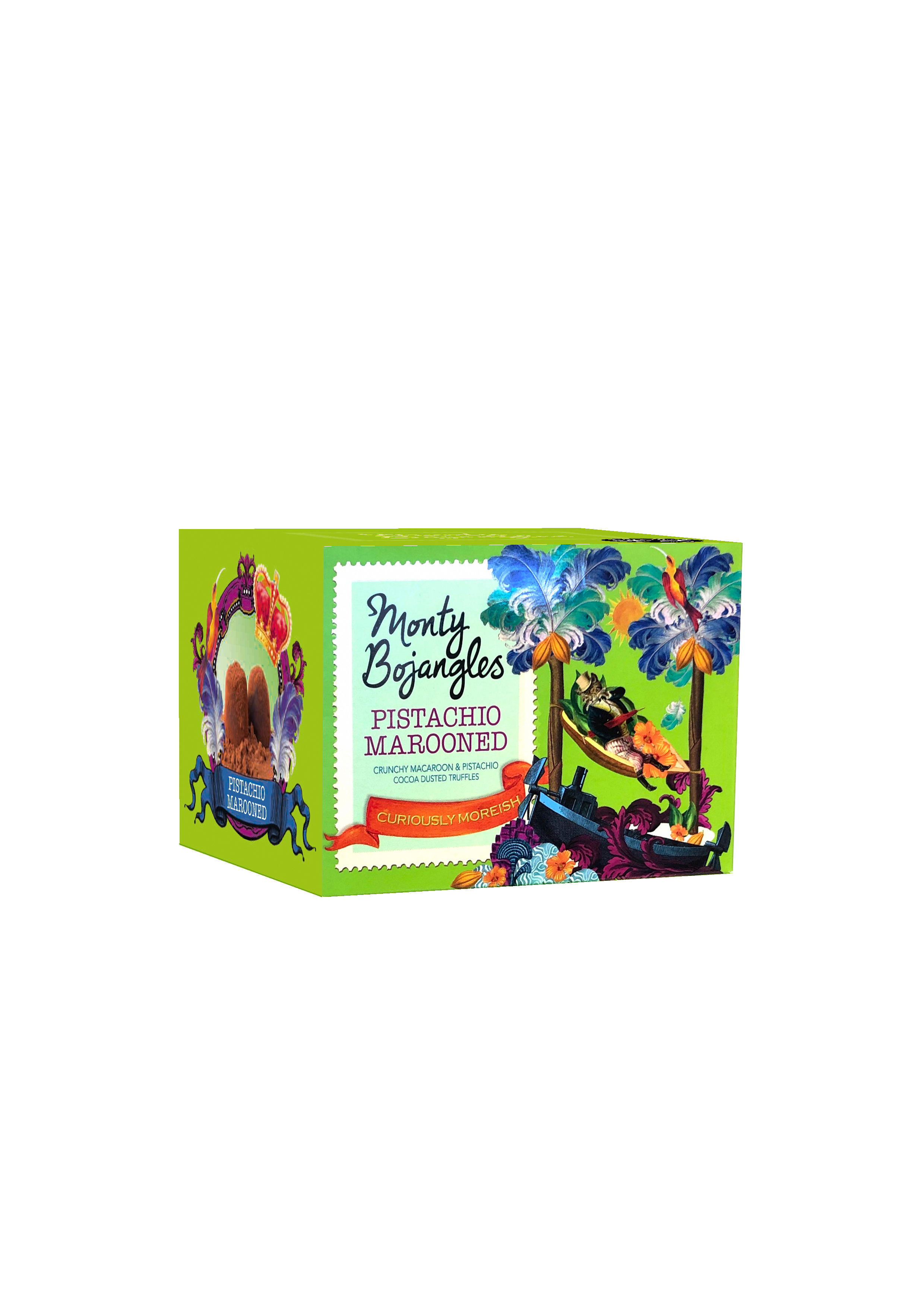 Monty Bojangles – wholesale Chocolate-covered sweets – Monty Bojangles Pistachio Marooned Cocoa Dusted Truffles1