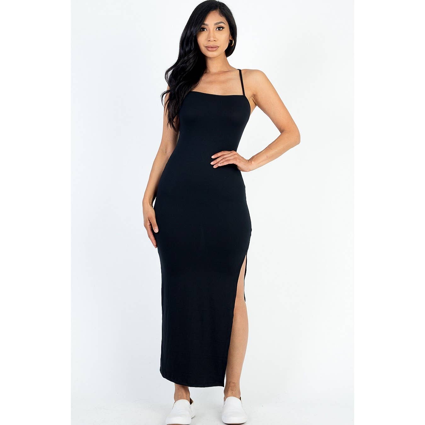 UP CLOTHING - Wholesale Dress - Women's - Crisscross Back Split Thigh Maxi Dress0