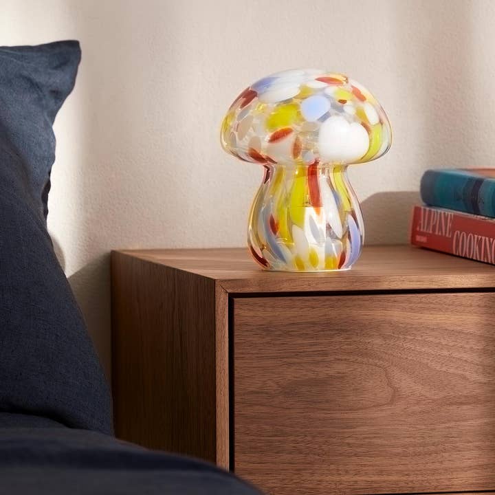 Humber - Vente Lampes d'appoint/de bureau - Lampe Champignon en Verre Sans Fil, Alimentée par Piles 5,25" x 6"