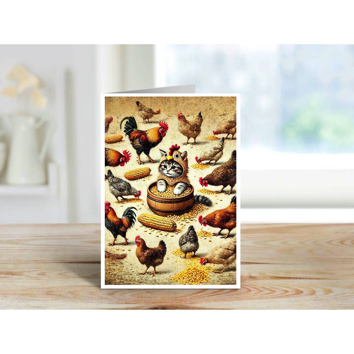 Salty Alyce - Wholesale Everyday Greeting Card - Kitten Among the Chickens Blank Card LL7