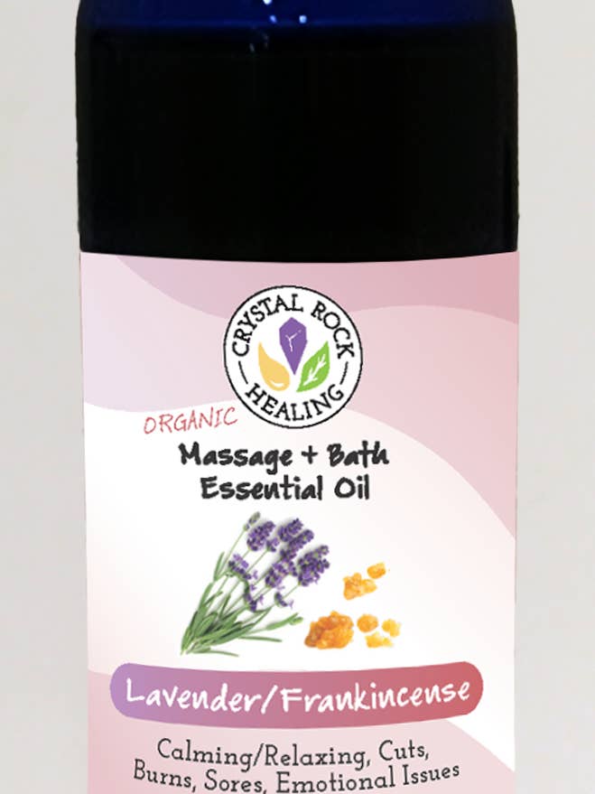 Lavender & Frankincense Massage & Bath Oil for wholesale by Crystal Rock Healing, LLC