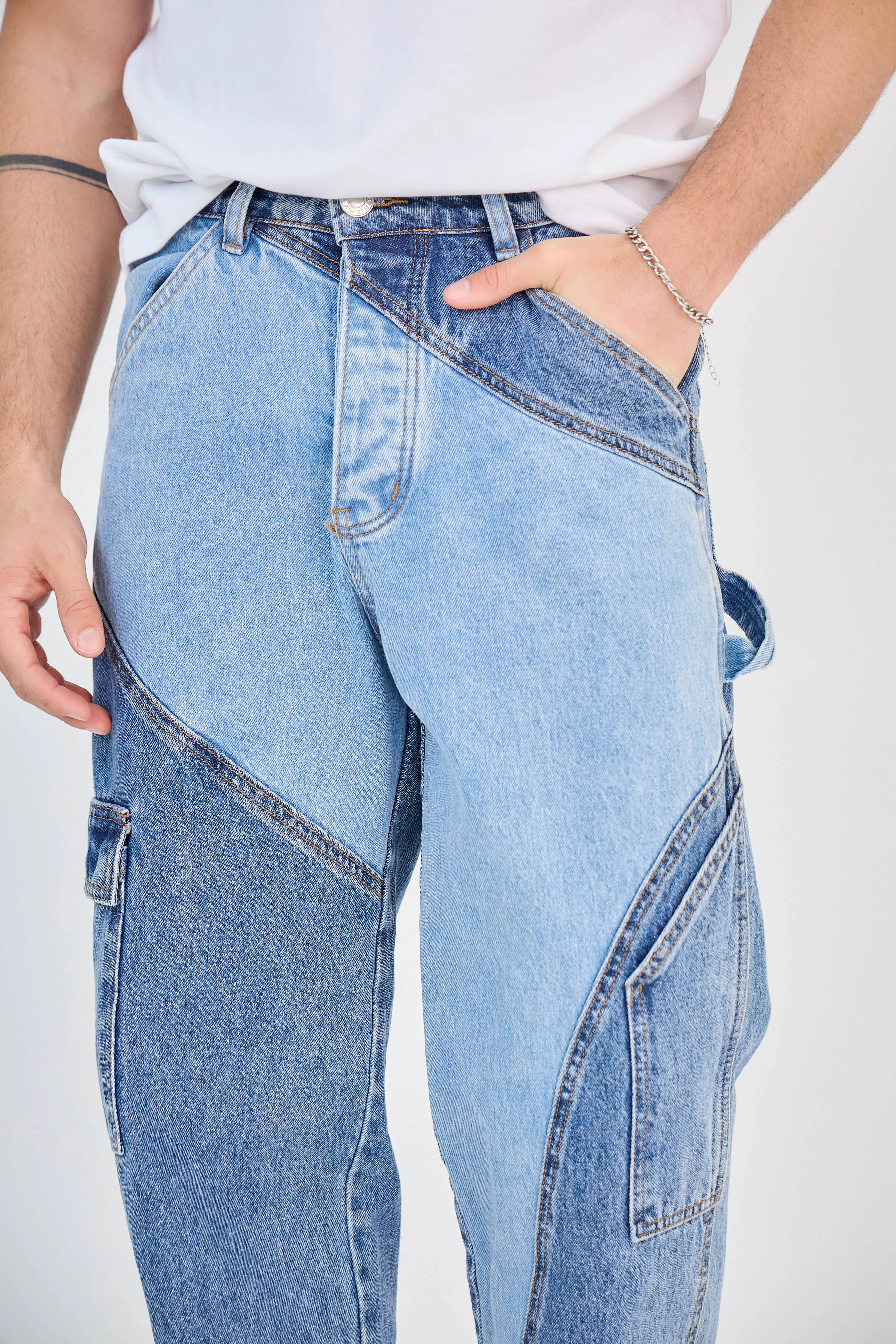 TOP MONDAY – wholesale Jeans – Men’s – Jean Light Faded Bicolor Blue5