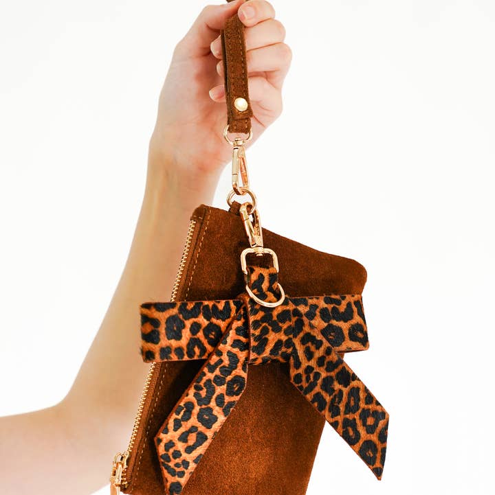 2-Piece Suede Wristlet & Bow Hang-Off Set|Pairing with totes for wholesale by Most Wanted USA