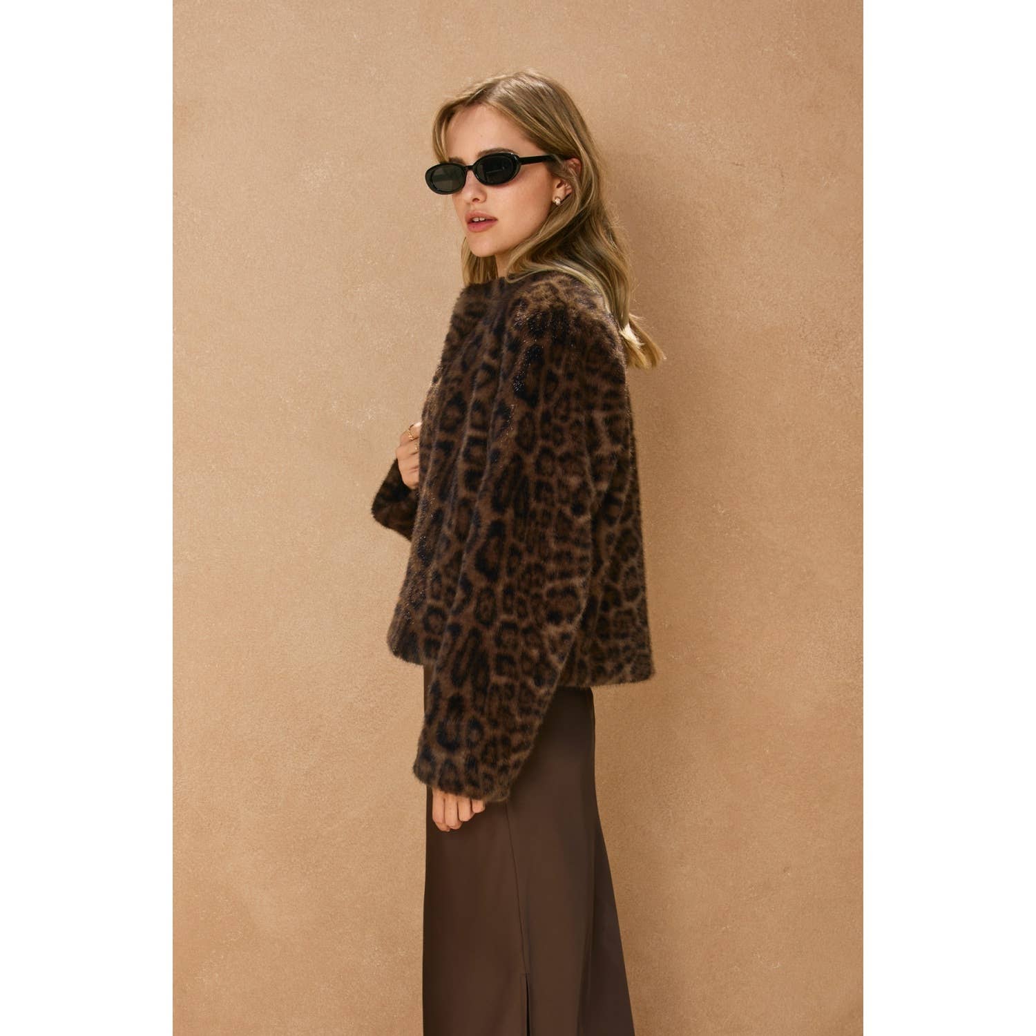 LEOPARD Chasing Horizons Faux Fur Jacket for wholesale on Faire1