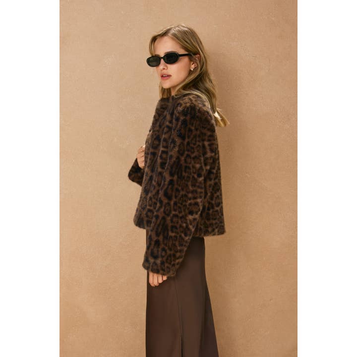 LEOPARD Chasing Horizons Faux Fur Jacket for wholesale on Faire1
