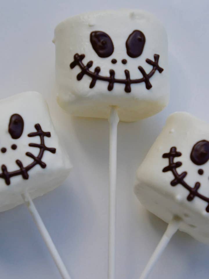 Chocolate Dipped Marshmallow Skull Lollipop for wholesale by Chocolates Unlimited by Denise