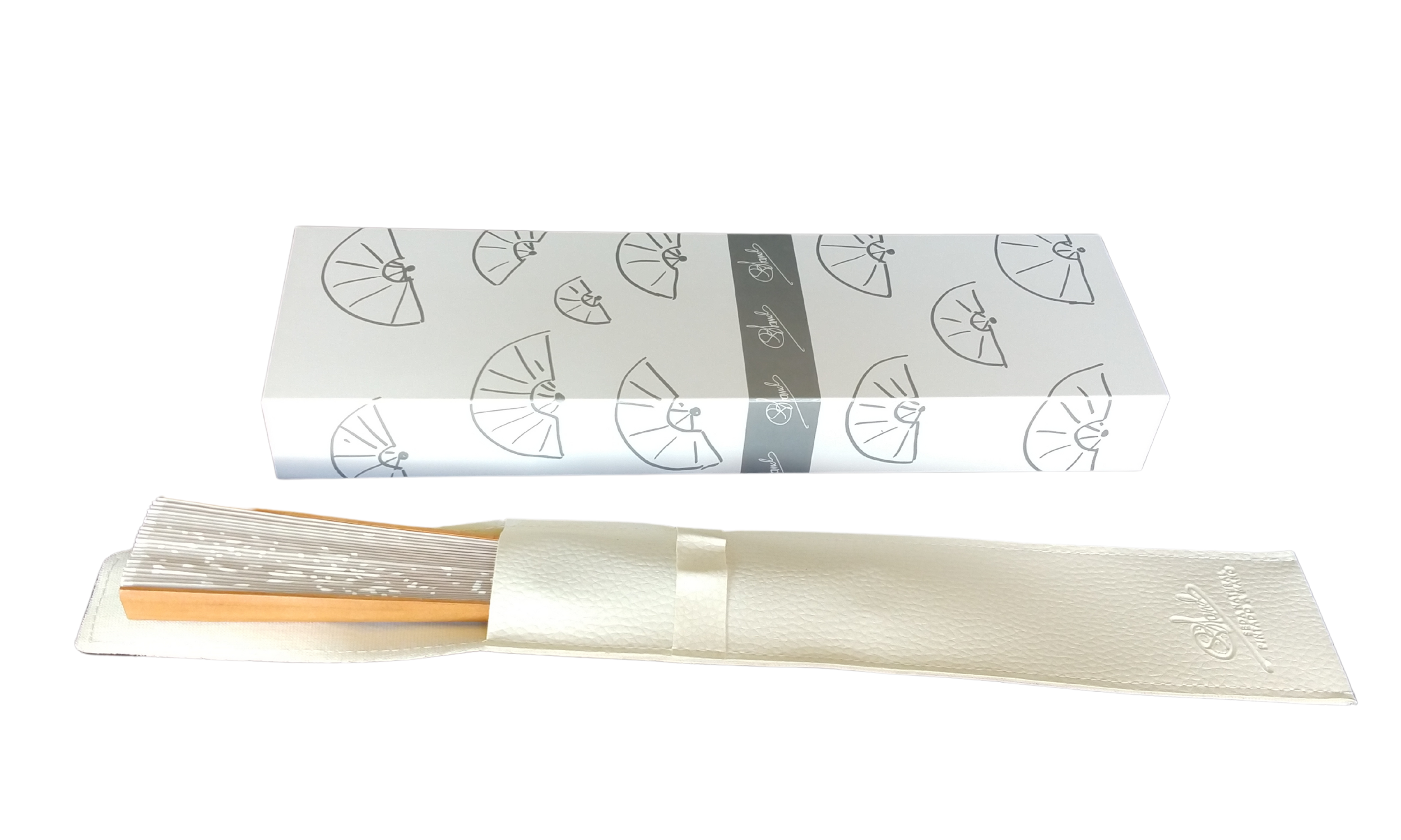 CONCHA BLANCH - Venta al por mayor Ventilador plegable de mano - Abanico blanco de seda natural pintado a mano para novia5