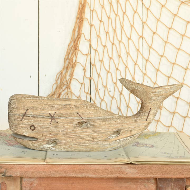 HomArt - Wholesale Decorative Tabletop Object - Kelso Wood Sperm Whale - Sm - Natural Wood2