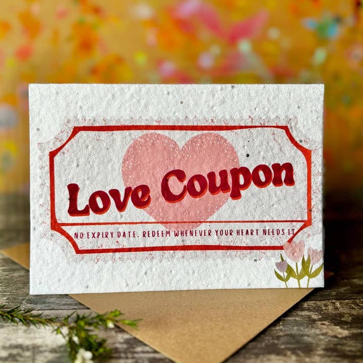 Erika's Whimsical Art – wholesale Love card – Plantable Seed Paper Love Coupon Card, Blank Inside 2