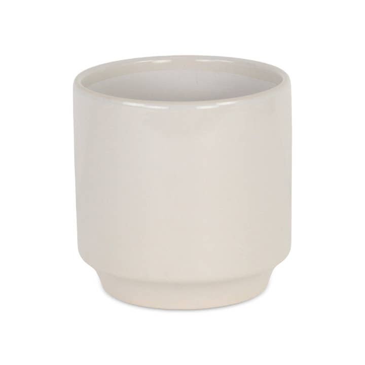 Cheungs Home Decor - Vente Pot - Pot en céramique de couleur unie à côté droit Elegora - Blanc cassé6