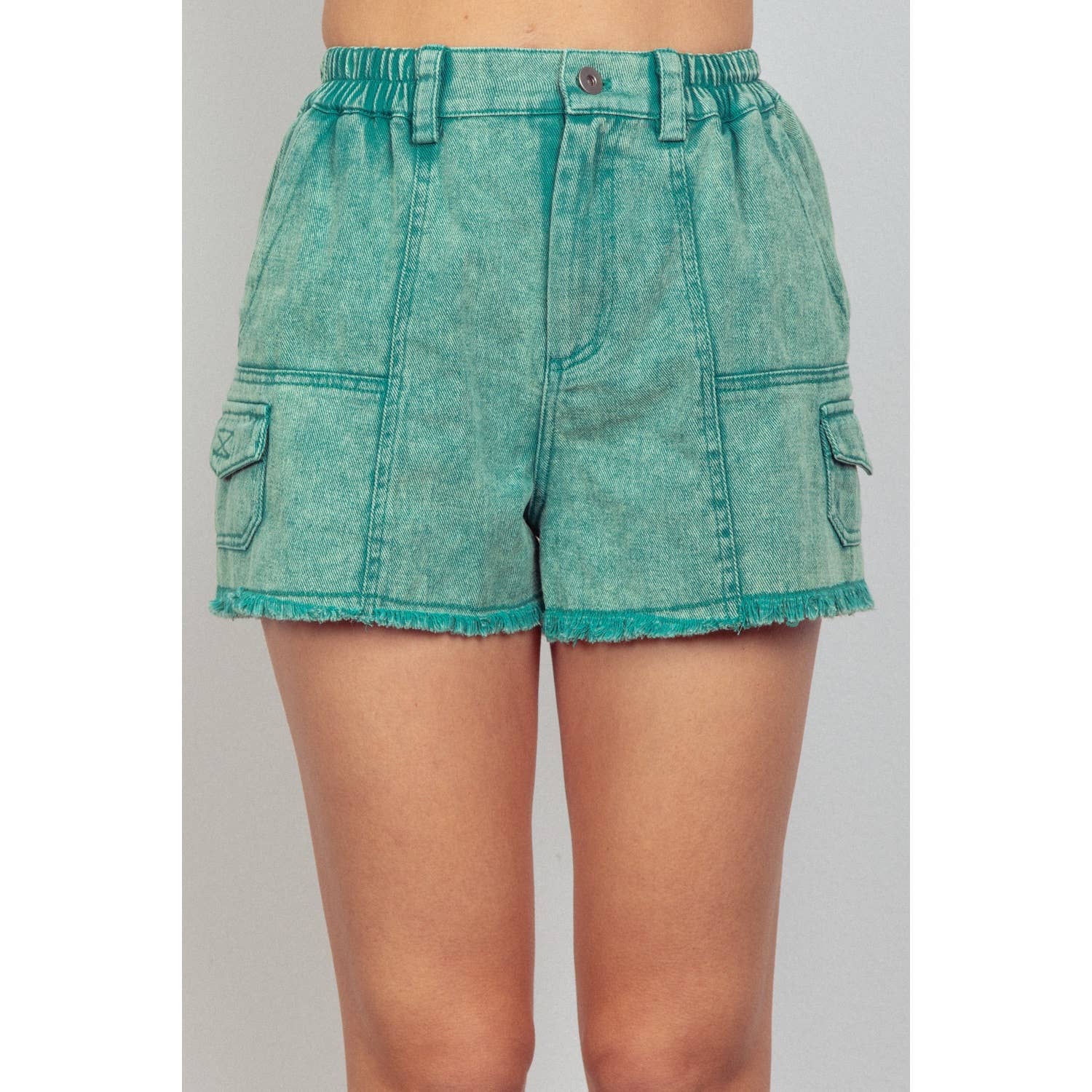 Apolline – wholesale Shorts – Women’s – Washed Cotton Twill Denim Cargo Shorts4