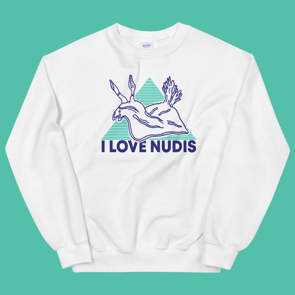 I LOVE NUDIS™ Crewneck Sweatshirt - White for wholesale on Faire7