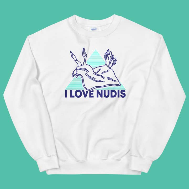 I LOVE NUDIS™ Crewneck Sweatshirt - White for wholesale on Faire7