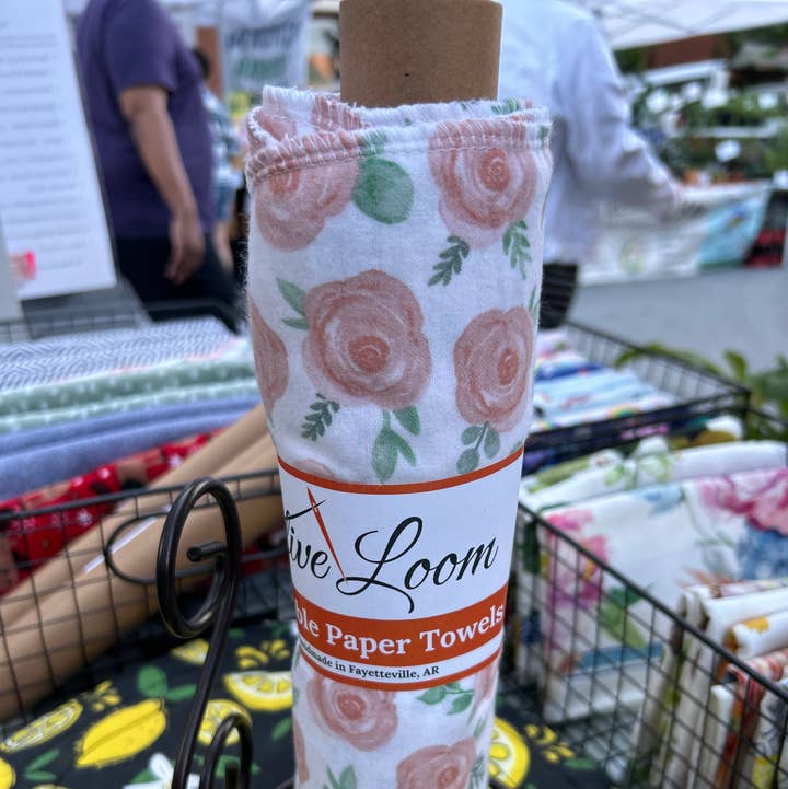 Olive Loom - Wholesale Paper Towels - Reusable Paper Towels - Sage leaves roses0