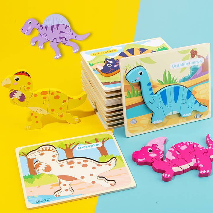 PatPat - Wholesale Puzzle - Kids - 3D Wooden Dinosaur Puzzle, Buckle Design for Early Education13