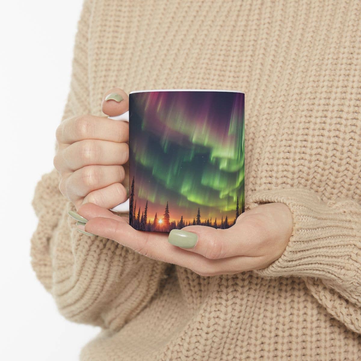 Upside Down Owl Farm - Wholesale Coffee Mug - Aurora Borealis Mug, Northern Lights Mug, 11 oz or 15 oz.Mug1