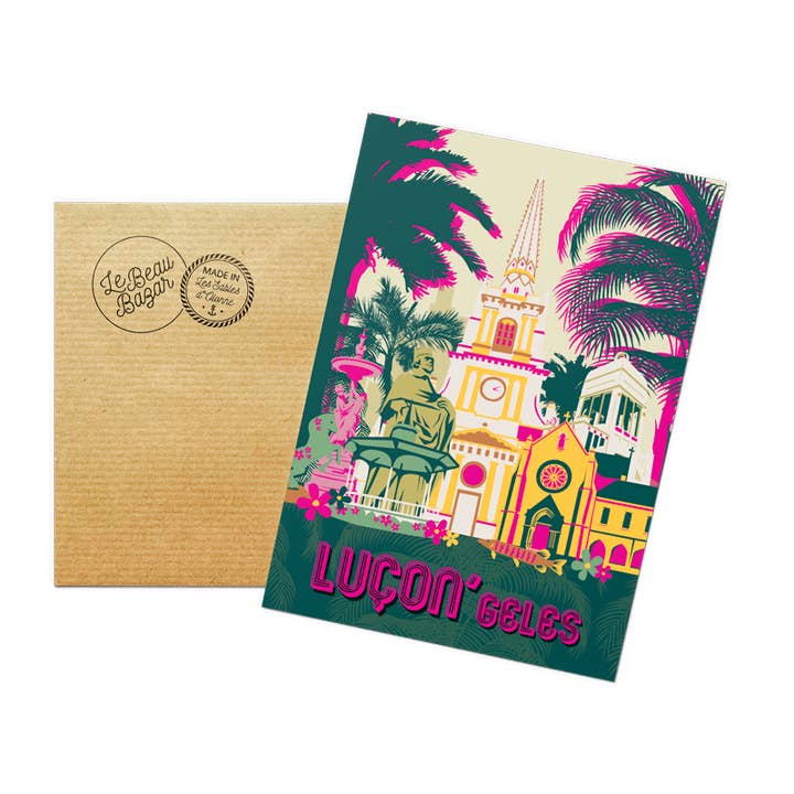 LUCON'GELES green postcard for wholesale by Le Beau Bazar