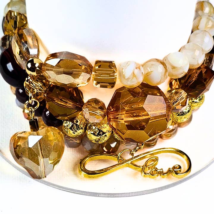 Extravagantes braunes Perlenarmband-Set Nr. 1 für den Großhandel von Toizan Jewelry