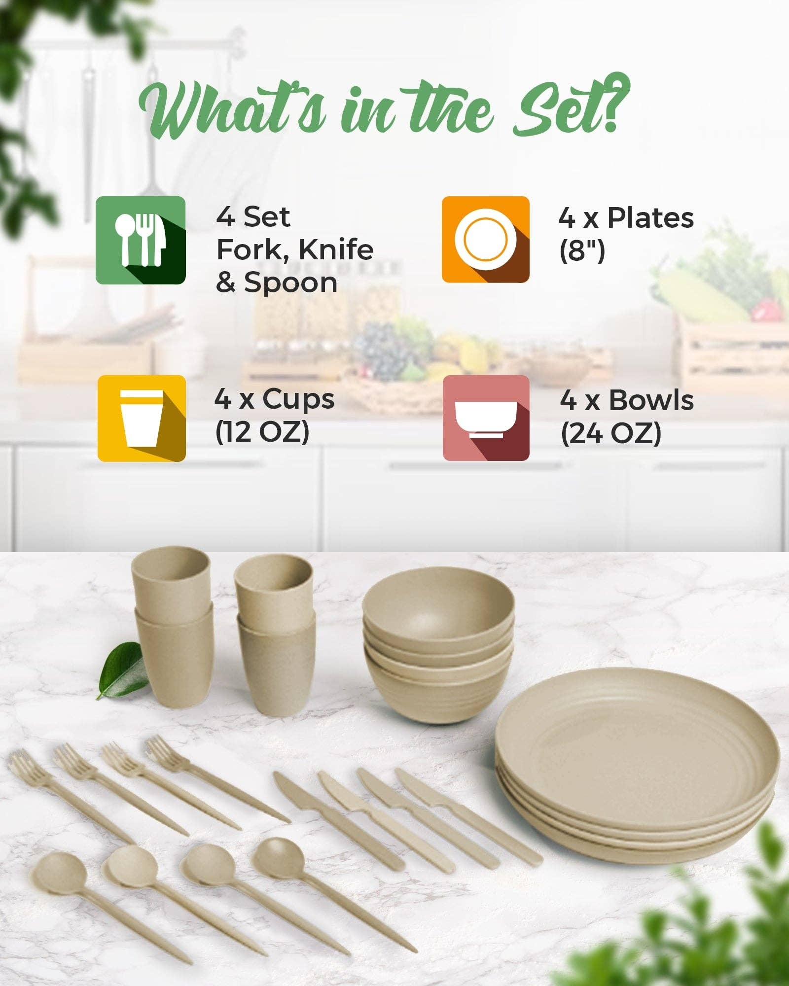 Greendish - Venta al por mayor Conjuntos de vajilla - Conjuntos de vajilla reutilizable ecológica de paja de trigo17