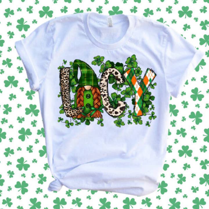 Londas Trendy Tees - Wholesale Screen Printed T-Shirt - Women's - Lucky Gnome St Patrick Day Tshirt