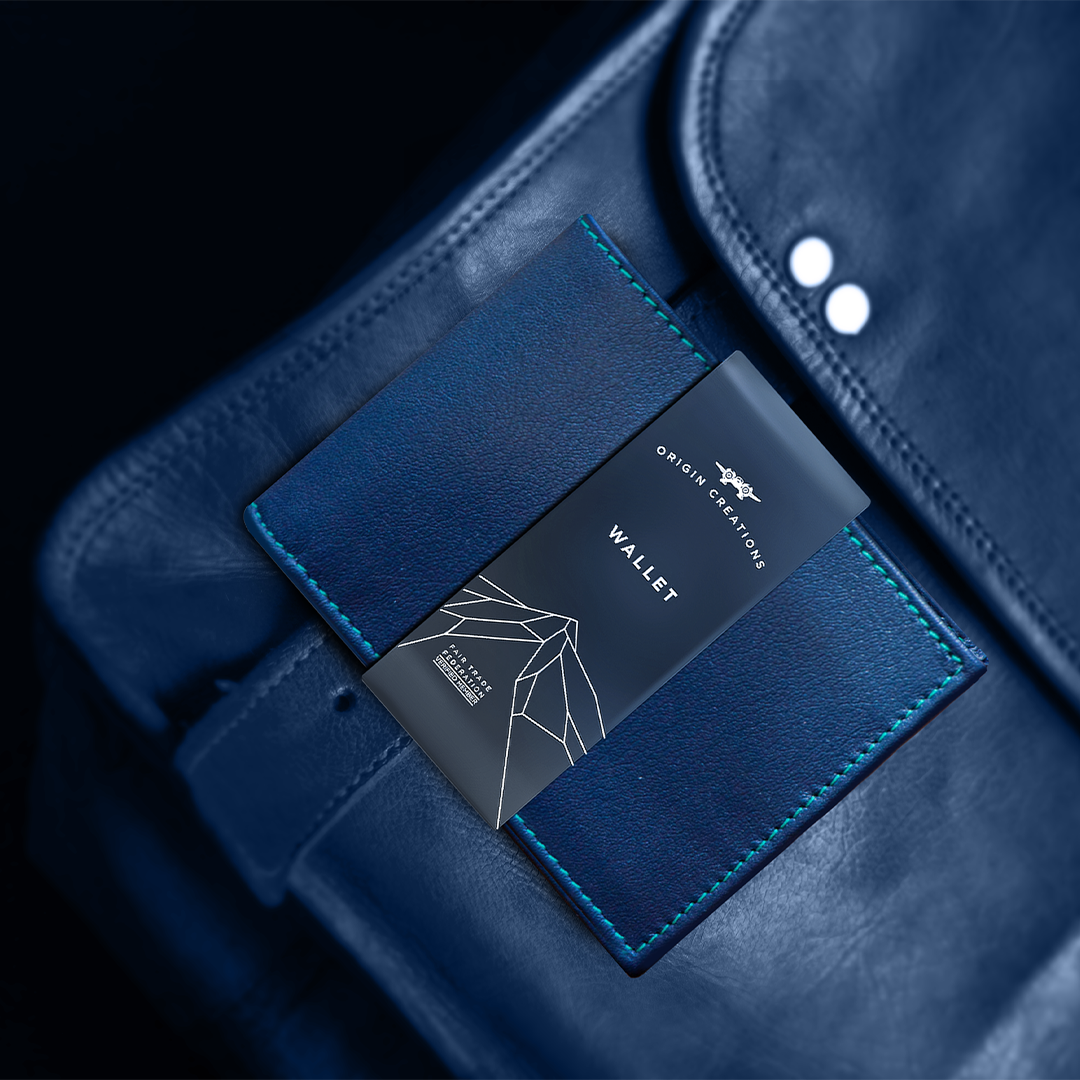 Twin Engine Coffee - Vente Portefeuille – homme - Portefeuille en cuir à deux volets Ocean Navy/Fair Trade Artisan6