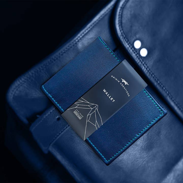 Twin Engine Coffee - Vente Portefeuille – homme - Portefeuille en cuir à deux volets Ocean Navy/Fair Trade Artisan6