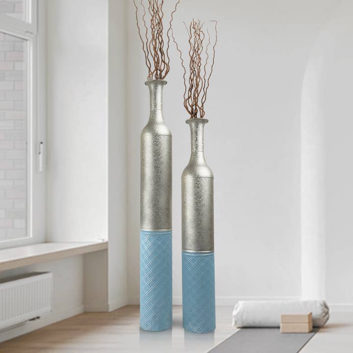 Accent Collection - Wholesale Vase - Large Metal Floor Vases Tall Vase Set of 2 42" and 36"