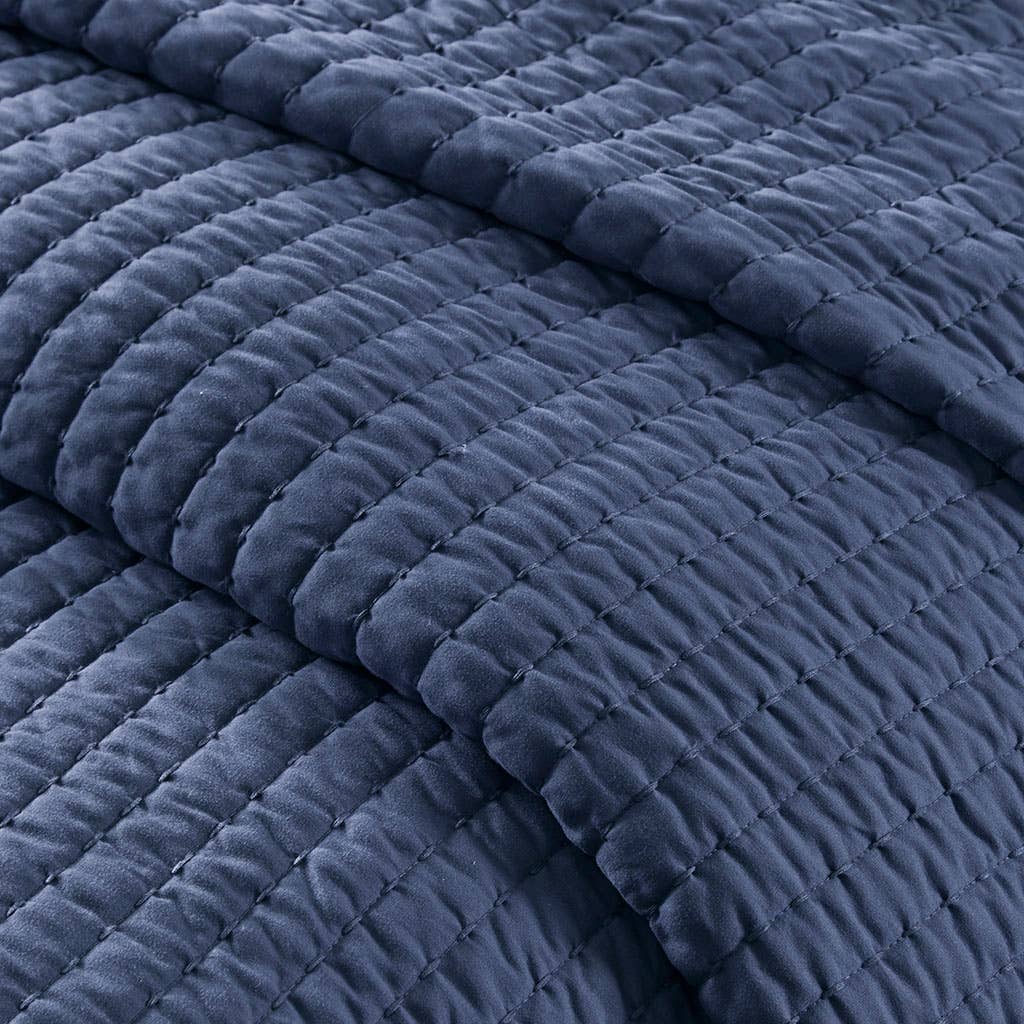 Olliix - Wholesale Bedding Set - Navy Solid Farmhouse Reversible Quilt Set9