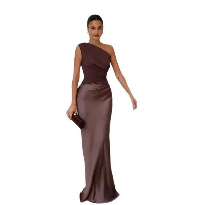 Ärmelloses Slim Fit Schräghals Uni-Kleid für den Großhandel von Sheer Trend