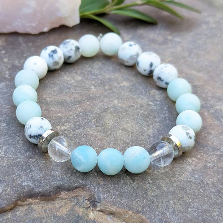 Amazonite Jasper & Quartz Bracelet, Relaxation Bracelet for wholesale by Coconut Quartz