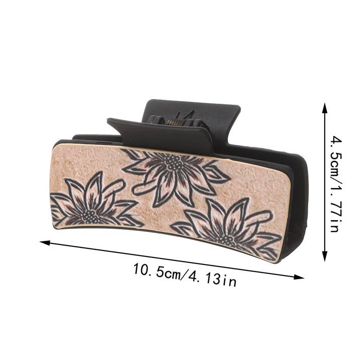 ACCITY - Wholesale Hair Clip - Women's - Sunflower PU Leather Hair Claw, Western Style_CWASC16188