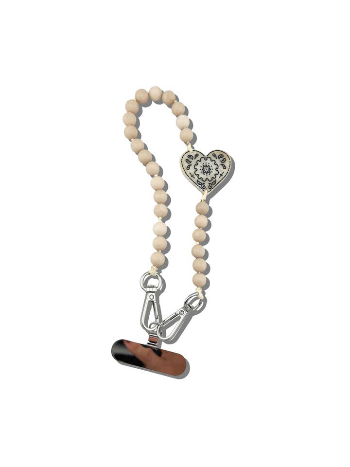 Hand-painted Paisley Heart Gemstone Bracelet Phone Chain for wholesale by Solar Eclipse