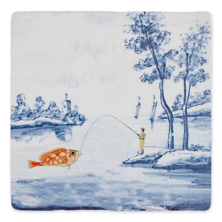 Catching the big fish | StoryTiles art on tile for wholesale by StoryTiles