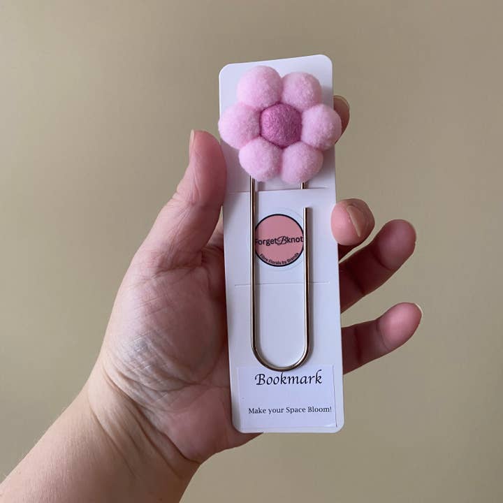 ForgetBKnot - Wholesale Bookmark - Flower Bookmark/ Oversized Paper Clip/ Pompom & Felt Flower 13