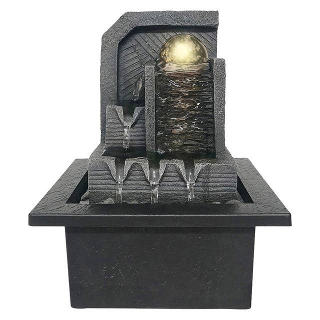 The Source Wholesale LTD – wholesale Decorative tabletop object – Aztec Water Fountain with spinning ball (UK PLUG)2