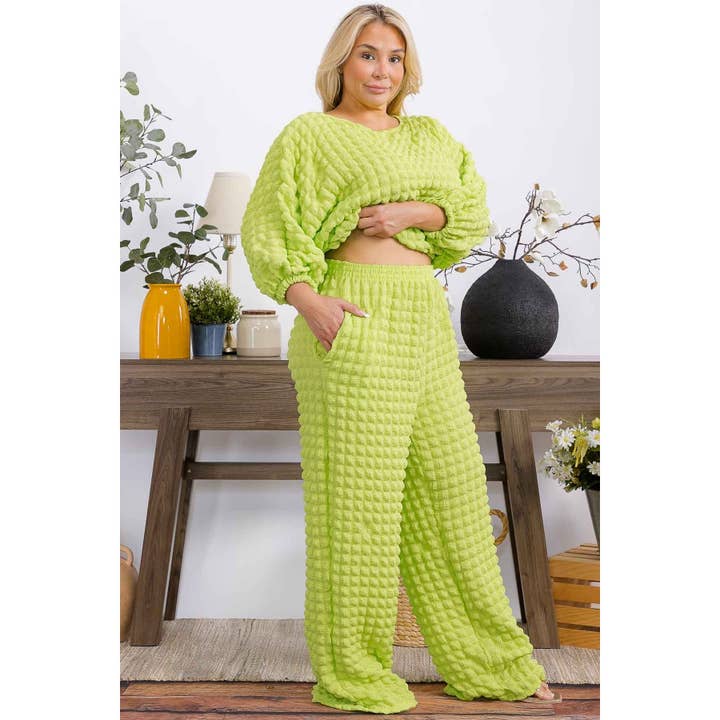 omgstyles – wholesale Top & pants set (NOT Loungewear) – Women's – Plus Size Bubble Two Pc Set17