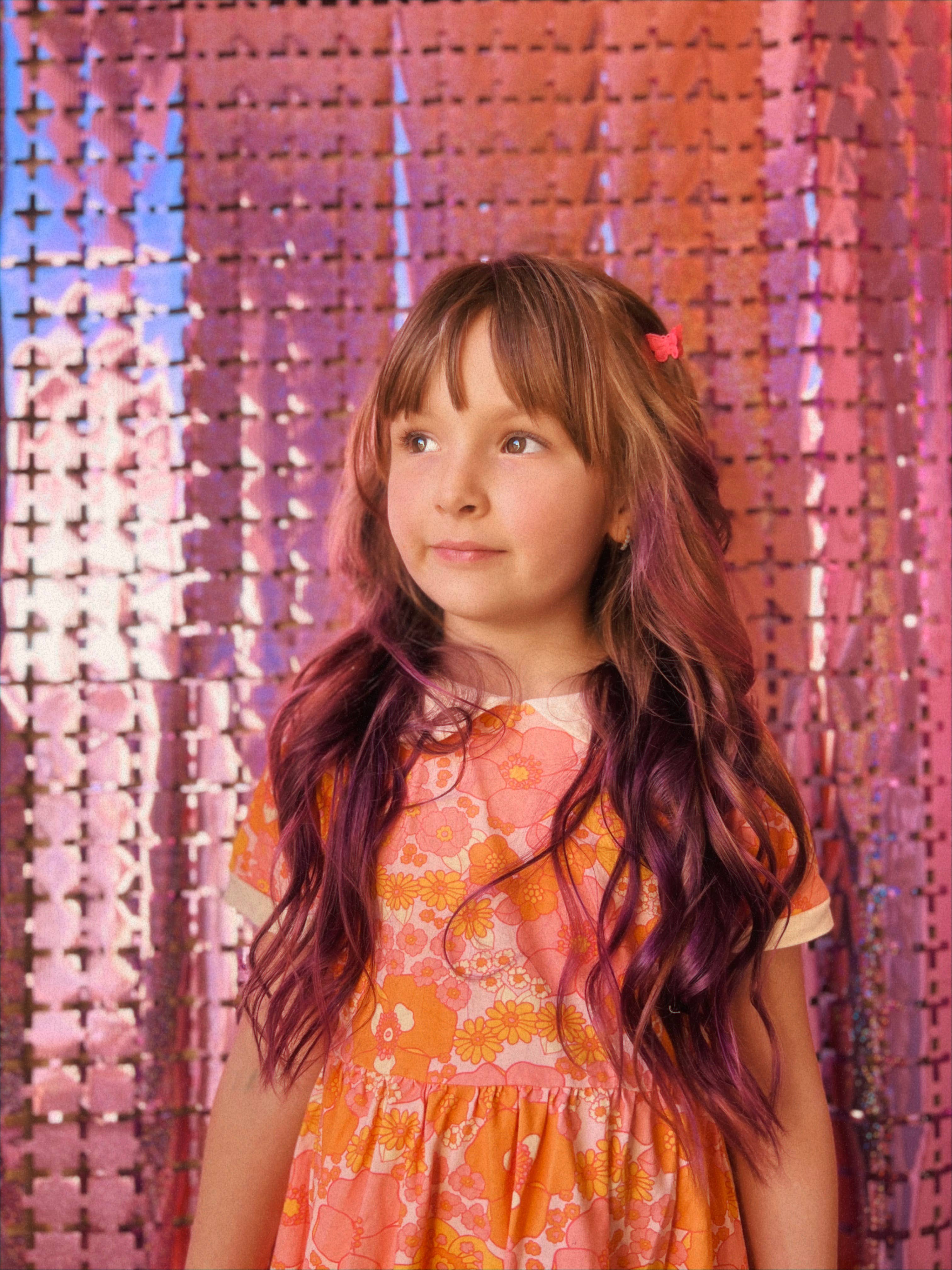 Strawberry Jam Kids - Wholesale Dress - Kids - Girls' Mod Collar Dress in Orange and Pink Flower Power 2