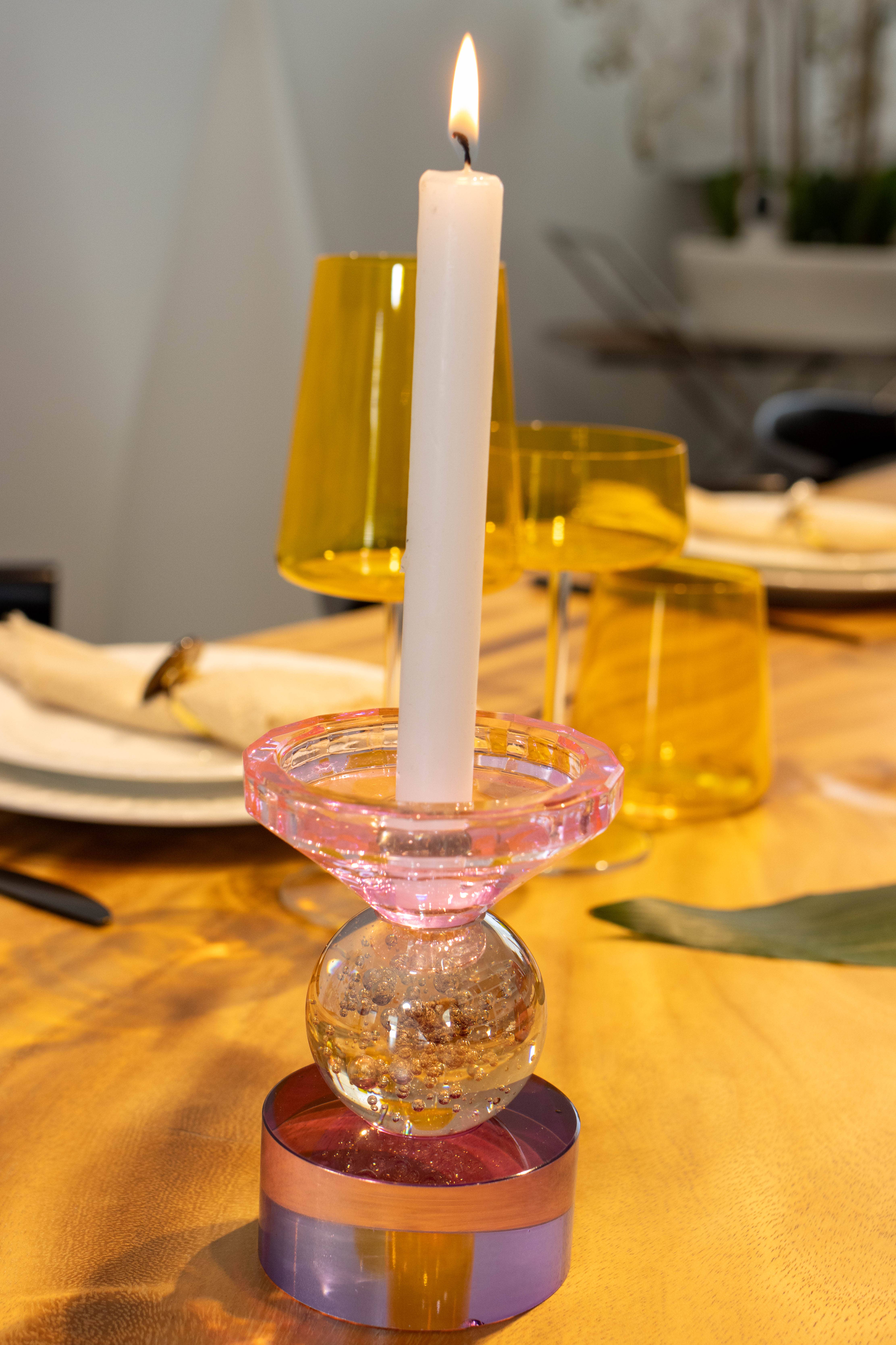 AULICA - Wholesale Candle Holder - Amber And Purple Candle Holder H14cm1