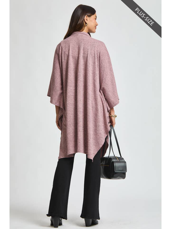 Dear Scarlett - Wholesale Poncho - Women's - PLUS SIZE Flowy Draped Poncho Top22