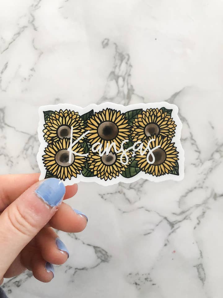 Kansas solros tillstånd vinyl klistermärke för wholesale av Durham doodles