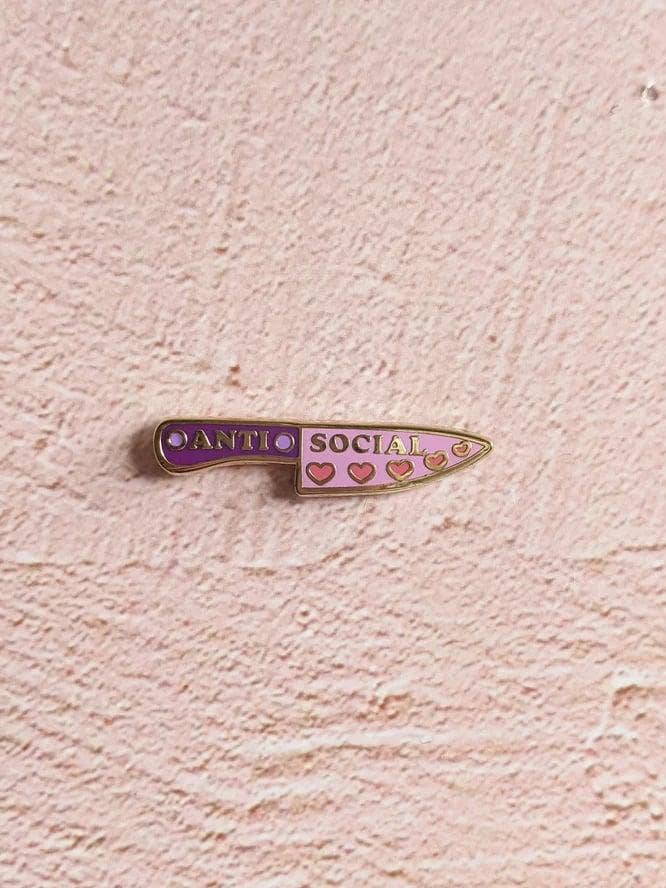 Anti Social Knife Enamel Pin for wholesale by Killing Her Softly