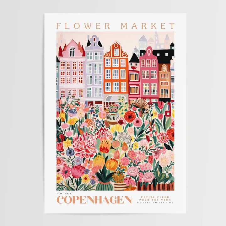 Poster Bloemenmarkt van Kopenhagen voor wholesale door Enchanted Sights