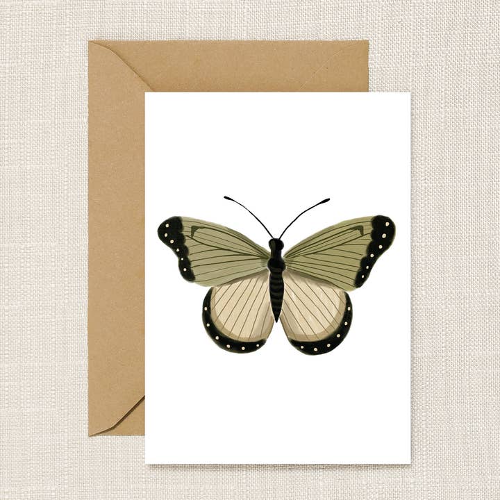 Cartão de felicitações borboleta verde e branca por atacado de HeatherLucyJ Design