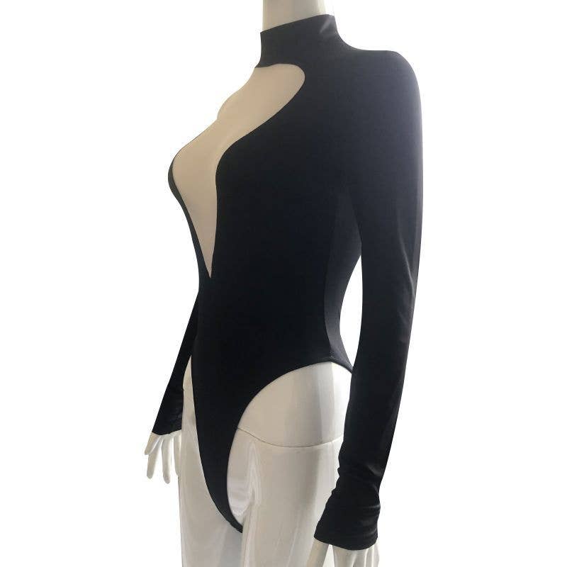 Sweetkama - Wholesale Bodysuit - Women's - Sweetkama Ladies Deep V-Neck See Through Long Sleeves Teddy6