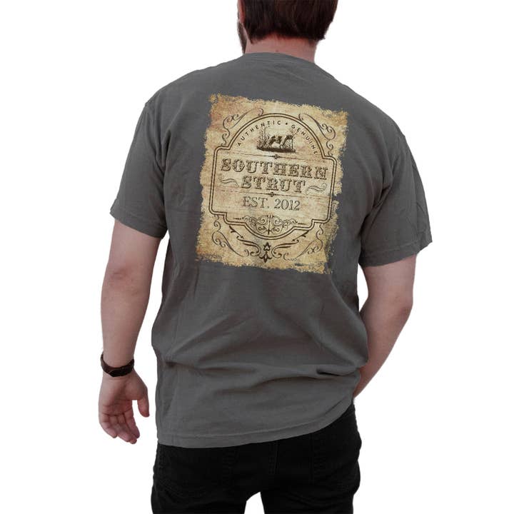 Vintage Pointer Label Grey Short-Sleeve T-Shirt for wholesale by Southern Strut